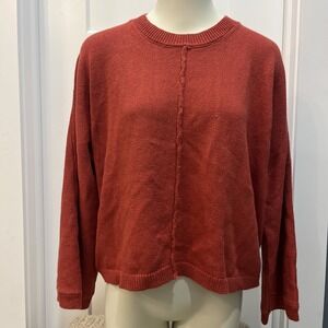 Parrish LA Sweater Women's‎ Rust Red Boxy Pullover Sweater Crew Neck Size M-L